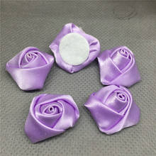 50pcs 25mm Satin Ribbon Rose Flower DIY Craft Wedding Appliques light purple 2024 - buy cheap