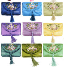 Wholesale10Pcs Chinese Vintage Silk Embroidered Cosmetic Bag Pouch Wallets Pusre Jewelry 2024 - buy cheap