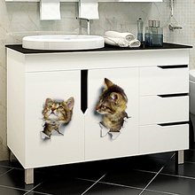 3D милый стикер на стену с кошкой Туалет наклейки Гостиная украшения дома аппликация фон ПВХ Материал Art Наклейки 2024 - купить недорого