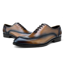 Zapatos de vestir Oxfords de Punta puntiaguda negros/marrones de moda 2020, zapatos de boda de cuero genuino, zapatos de negocios para hombres 2024 - compra barato
