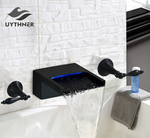 Uythner смеситель для ванной, черный, бронзовый/хромированный, Широкий носик, водопад, смеситель для ванной комнаты, смеситель для горячей и холодной воды 2024 - купить недорого