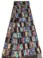 5 metros alta qualidade malha de lantejoulas tecido de renda Africano Francês lantejoulas rendas Nigeriano tecido adequado para o vestido de vestuário DIY 2024 - compre barato