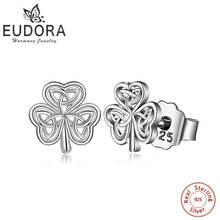 Brincos de prata esterlina 925 eudora, brincos de celular shamrock com nó, elegante, exclusivo, joias para meninas, presentes de joias finas 2024 - compre barato