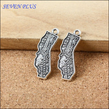 High Quality 50 Pieces 10mm*28mm Antique Silver Plated American Map Charms California Map Charm For DIY Jewelry Making 2024 - buy cheap