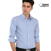 Camisas azules de manga larga para hombre, camisas de algodón mercerizado suave, ajustadas, formales, informales, de negocios, de moda 2024 - compra barato