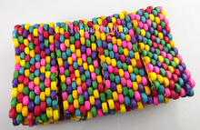 Оптовая продажа, 12 шт. разноцветных эластичных деревянных браслетов из бисера 2024 - купить недорого