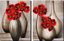 Современная Абстрактная Большая картина маслом на холсте, красивая ваза, красные цветы, картины для украшения, без рамки 2024 - купить недорого