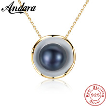 Luxury Brand Gold Color Charm Shell Design White/ Black Pearl Necklace Pendant 925 Sterling Silver Jewelry 2024 - buy cheap