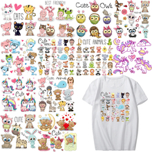 Conjunto de remendo para crianças, camiseta com estampa de animais, unicórnio, coruja, cachorro, flor, patches para meninas, roupas, diy 2024 - compre barato