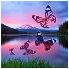 Embroidery DIY 5D Diamond Painting Butterflies on the surface of the laket Cross Stitch Mosaic Needlework diamond Rhinestone 2024 - buy cheap