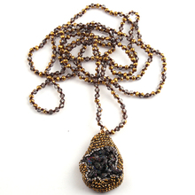 Fashion Bohemian Tribal Jewelry 4mm Crystal Glass Knotted Handmake Paved Natural Stone Pendant Necklaces 2024 - buy cheap