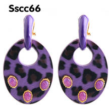 Sscc66 Earrings Drop Big Earring Dangle Leather Zinc alloy Drip oil Large Long Brinco Printing Ear Accessories Oorbellen Brinco 2024 - buy cheap