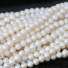 Gran oferta, Perla natural cultivada en agua dulce blanca redonda, cuentas sueltas elegantes, fabricación de joyas de moda de 15 pulgadas B1337 2024 - compra barato