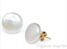 11-12mm AAA Coin Pearl Stud Earrings,>>>silver earrings for women Free shipping 2024 - buy cheap