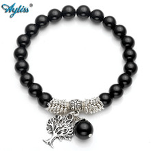 Ayliss-pulsera de piedras naturales de Reiki, brazalete con cuentas de 8mm con colgante de árbol de la vida 2024 - compra barato