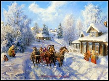 Embroidery Counted Cross Stitch Kits Needlework - Crafts 14 ct DMC Color DIY Arts Handmade Decor - Troika running on snow 2024 - buy cheap