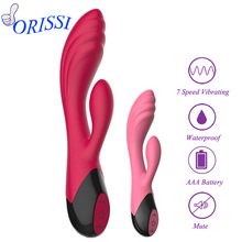 Estimulador de clitóris e ponto g, vibrador de silicone com coelho para mulheres, massageador com pênis duplo, produto sexual para adultos, vibrador 2024 - compre barato