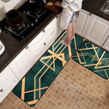 Fashion Nordic luxury Golden lines Kitchen non-slip mat Wooden floor protection carpet Bedroom bedside rug plush door mat 2024 - buy cheap