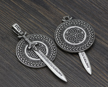 Vikingos-amuleto celta de doble cara, Vikingo, Vanir, espada de rey con collar runas, talismán 2024 - compra barato
