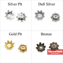 (200Pcs=1Lot ! ) Jewelry Finding 10MM Lotus Flower Bead Cap Gold Silvers Bronze Nickel Plated No.BC10 2024 - buy cheap