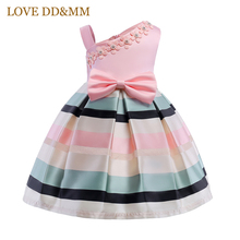 LOVE DD&MM Girls Dresses 2022 Summer New Children's Wear Girls Fashion Strapless Bow Pearl Flower Stripes Sweet Princess Dress 2024 - buy cheap