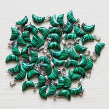 Piedra de malaquita verde para mujer, abalorios en forma de Luna, 30 Uds., fabricación de joyas DIY 2024 - compra barato