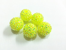 Wholesale !  20mm 100pcs/lot  Neon Yellow AB Effect Resin Rhinestone Beads For Chunky Jewelry 2024 - buy cheap