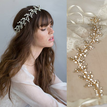  Charming Rhinestone Crystal Tiara Wedding Headband Gold Color Bridal Hair Crown Ornament Handmade Women Hair Jewelry 2024 - buy cheap