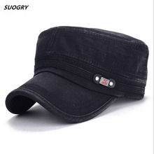 Brand SUOGRY 2018 Vintage Military Hats Cotton Unisex Men Women Flat Top Cap Solid Color Summer Autumn Spring Visor Hat 2024 - buy cheap