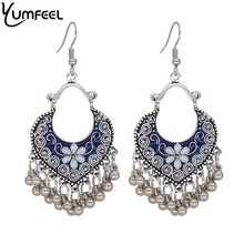 Yumfeel-brincos femininos boêmios vintage, modelo novo, feitos em prata, pendentes, joias para presente, índia 2024 - compre barato