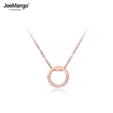 JeeMango Trendy Office Chain Jewelry Circle Pendant AAA Rhinestones Rose Gold Choker Necklace For Women Chirstmas Gift JN19042 2024 - buy cheap