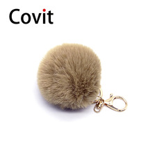 Lovely key charms bag keyrings Soft Rabbit fur ball 8cm pompom keychain Car Pendant Handbag Key Chain 2024 - buy cheap