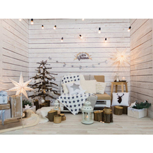 Paredes de madera Feliz Navidad telón de fondo para fotografía bombillas brillantes estrellas decoración interior del hogar Accesorios niños foto fondos 2024 - compra barato