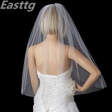Velo de novia de una capa con borde cortado, accesorios de boda, color marfil blanco 2024 - compra barato