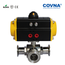 DN25 1" Sanitary Stainless Steel Food Grade Three Ways Pneumatic Control Ball Valve Calmp Connection 2024 - buy cheap