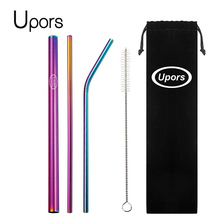 UPORS 5pcs Eco Friendly Reusable Straw 304 Stainless Steel Straw Metal Smoothies Drinking Straws Set with Brush & Bag Wholesale 2024 - buy cheap