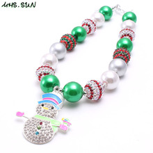 MHS.SUN Cute Snowman Pendant Necklace Christmas Jewelry For Child/Girl/Kids Chunky Bubblegum Necklace Baby Festival Gift 2024 - buy cheap