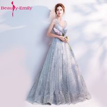 Beauty Emily-Vestidos De Noche Vintage con flores, sin mangas, plateados, longitud hasta el suelo, para fiesta De graduación, 2019 2024 - compra barato