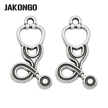 JAKONGO-Colgante de estetoscopio Chapado en plata antigua para pulsera, accesorios de fabricación de joyas, artesanía artesanal, 28x15mm 2024 - compra barato