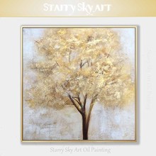 Excellent Artist Hand-painted High Quality Modern Fine Art Golden Foil and Paints Acrylic Painting Gold Tree Acrylic Painting 2024 - buy cheap