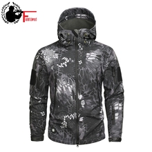 Jaqueta militar masculina camuflage, casaco militar tático de fleece com corte-vento para outono e inverno 2024 - compre barato