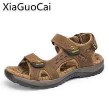 2018 Summer Men Sandals Genuine Leather Male Casual Shoes Big Size New Soft Men's Sandals Leisure Beach Shoes 2024 - buy cheap