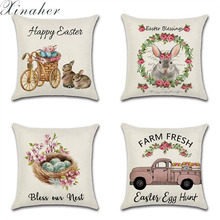 XINAHER Easter Sofa Bed Home Decoration Festival Pillow Case Cushion Cover Easter Bunny Rabbit Easter Egg Printed Pillow cover 2024 - buy cheap