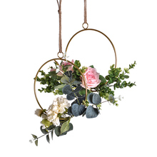 Corona de flores artificiales de estilo nórdico con anillo de hierro para decoración de ventanas, puerta, pared, adorno colgante, guirnalda AQ212 2024 - compra barato