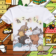 Neko camiseta algodão com desenho gato, camiseta para mulheres e estudantes com gola em o, manga curta 2024 - compre barato