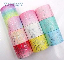 YJHSMY C-18407-555,38 mm 10 yards Love silver foil Ribbons Thermal transfer Printed grosgrain Wedding Accessories DIY materials 2024 - buy cheap