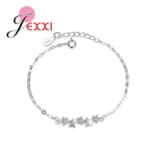 Venda quente estrelas pulseira 925 prata esterlina corrente pave claro micro cristal bela jóias bijoux para senhoras grandes presentes 2024 - compre barato