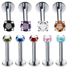 9pcs/lot Steel Prong Set Round Zircon Labret Monroe Lip Rings Colorful Ear Cartilage Tragus Earring Helix Piercing Sexy Jewelry 2024 - buy cheap