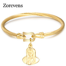 ZORCVENS 2022 New Brand Gold&Silver Color Stainless Steel Retro Avatar Tag Charm Bracelet for Woman 2024 - buy cheap