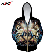 UJWI Men's Zipper Hoodies Fashion Cool Print Unique Skull 3D Sweatshirt Hoodie Autumn Winter Casual Hooded Hoody Jacket Blouse 2024 - buy cheap